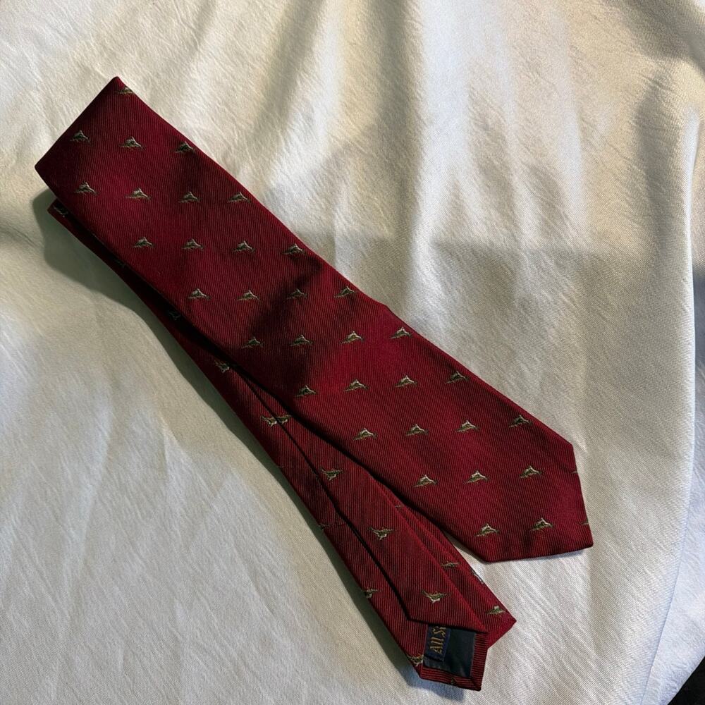 Vintage Spaulding Red Fish Silk Tie